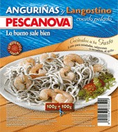 Anguriñas con langostinos cocidos Pescanova