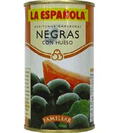 Aceitunas negras cacereñas con hueso La Española lata de 350
