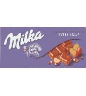 Extra feine Milchschokolade und gehackte Haselnüsse Milka