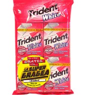 Chewing on sugar-free strawberry coated Trident White