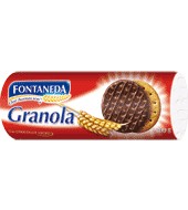 Granola bolachas mergúllanse en chocolate Fontaneda