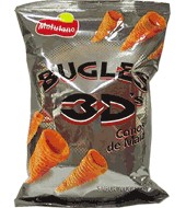 Konos corn cheese and bacon flavored Bugles 3D's